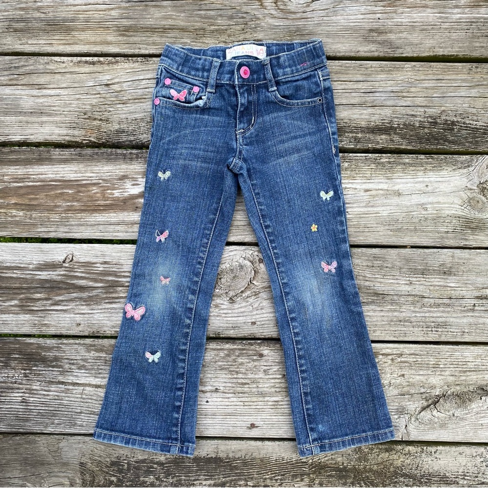 y2k Zana Di Toddler Butterfly Embroidered Flare Jeans Size 4